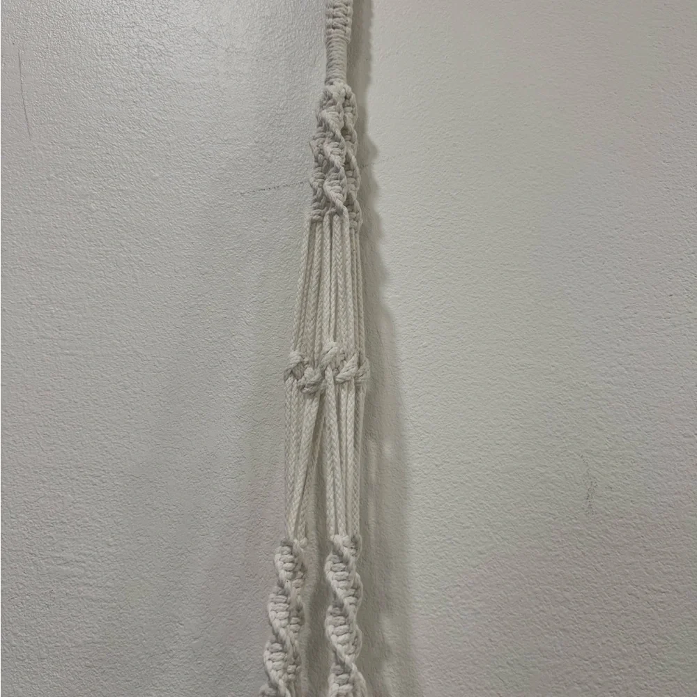 Handcrafted White Macrame Plant Hanger